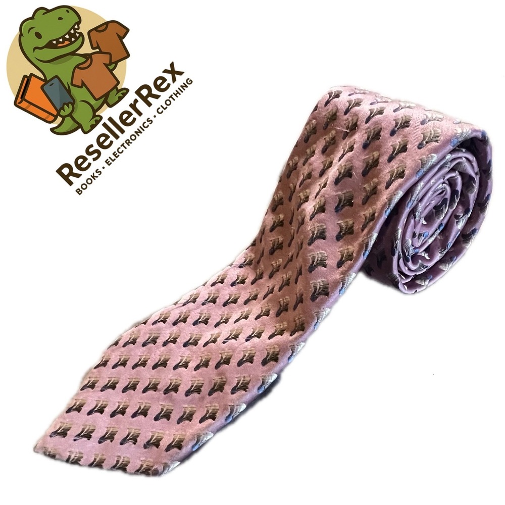 Ermenegildo Zegna Silk Necktie‎ Pink Repeating Pattern Men's Formal Accessory